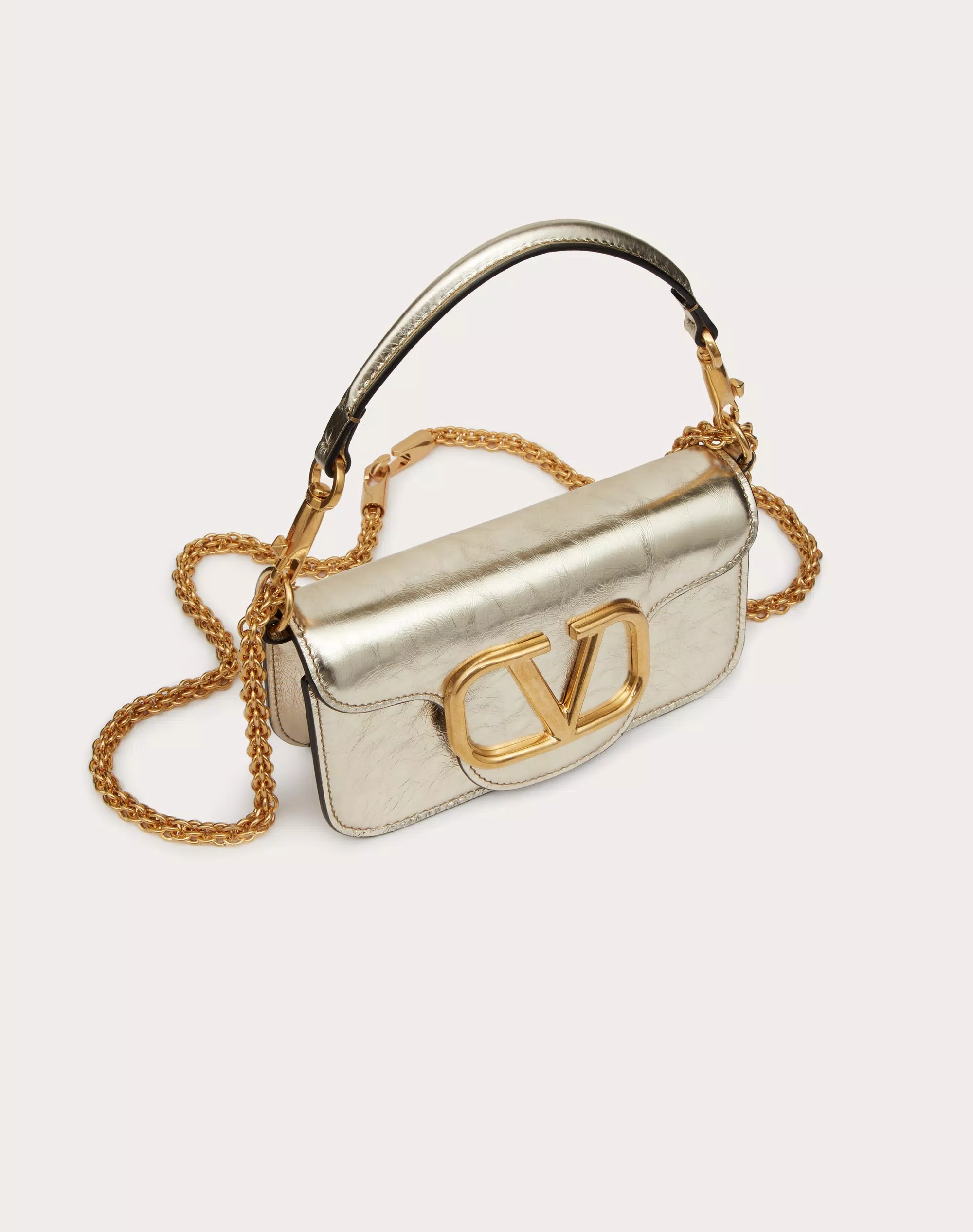 SMALL LOCÒ METALLIC CALFSKIN SHOULDER BAG